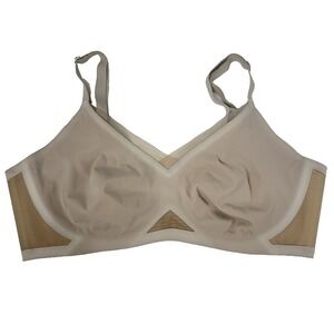 Honeylove CrossOver Wireless‎ Mesh Bra Size Large Gray Beige LWBR0302 NO PADDING